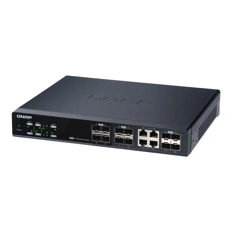 QNAP - Commutateur - Géré - 8 x 10 Gigabit SFP+ + 4 x combo 10 Gigabit SFP+ - RJ-45 - de bureau, Monta... (QSW-M1204-4C)_1